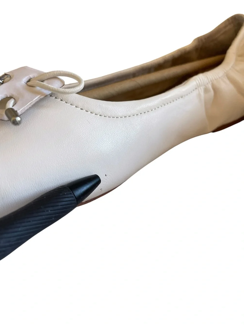 Sam Edelman Felicia Mini White Leather Ballet Flats with Bow Accent NWT